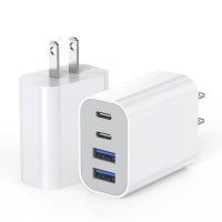 USB Fast Charging Block, 4-Port 40W Charge Adapter for iPhone Dual USB C Charger, Multiport Type C Fast Charger for iPhone 16/16 Plus/ 16 Pro/16 Pro Max/15/14/13/12, iPad Pro/iPad Air, iPad mini, iPad