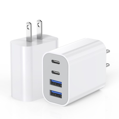 USB Fast Charging Block, 4-Port 40W Charge Adapter for iPhone Dual USB C Charger, Multiport Type C Fast Charger for iPhone 16/16 Plus/ 16 Pro/16 Pro Max/15/14/13/12, iPad Pro/iPad Air, iPad mini, iPad