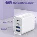 USB Fast Charging Block, 4-Port 40W Charge Adapter for iPhone Dual USB C Charger, Multiport Type C Fast Charger for iPhone 16/16 Plus/ 16 Pro/16 Pro Max/15/14/13/12, iPad Pro/iPad Air, iPad mini, iPad